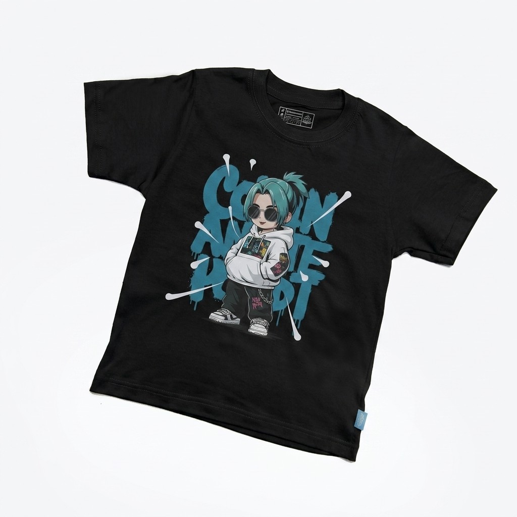 Kaos Anak Anime - warna Hitam