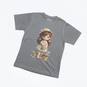 Kaos Boneka Gadis Berkebun - warna Abu-abu