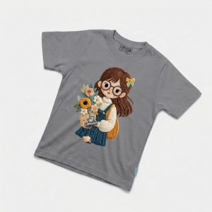 Kaos Boneka Gadis Bunga - warna Abu-abu