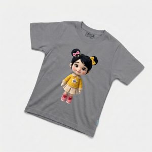 Kaos Boneka Gadis Kuncir - warna Abu-abu