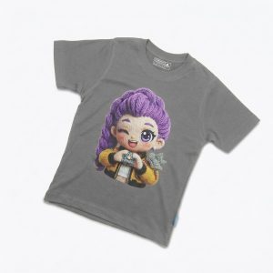 Kaos Boneka Rambut Ungu - warna Abu-abu