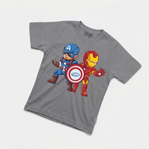 Kaos Captain America dan Iron Man - warna Abu-abu