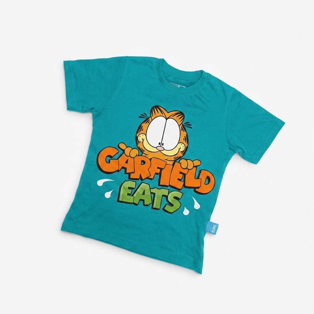 Kaos Garfield - warna Tosca