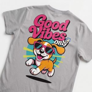 Kaos Good Vibes Anjing - warna Abu-abu