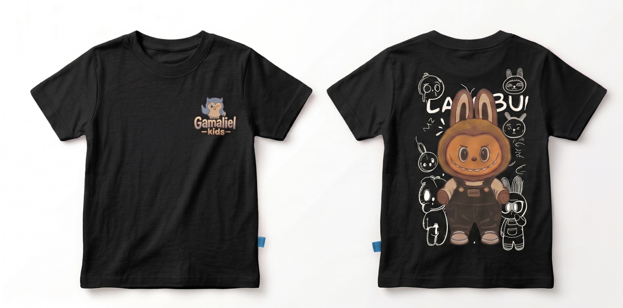Kaos Labubu - warna Hitam