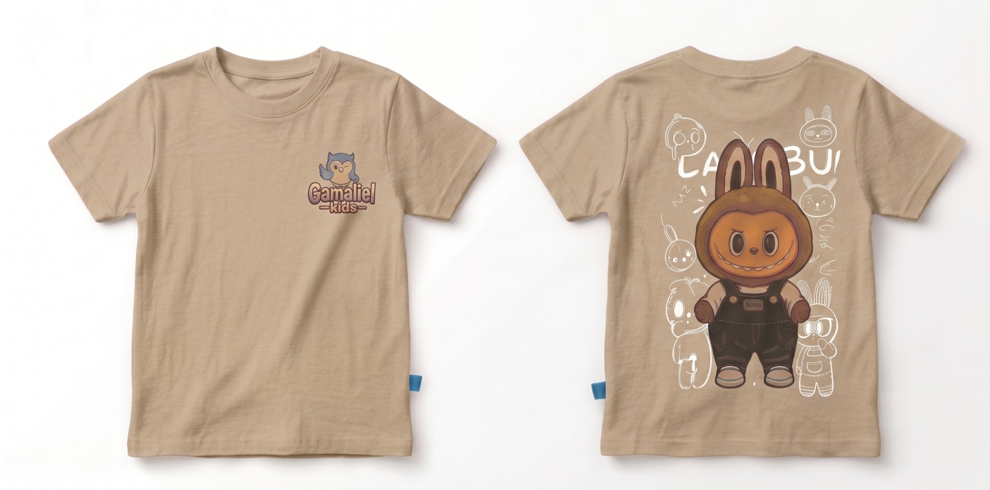 Kaos Labubu - warna Krem