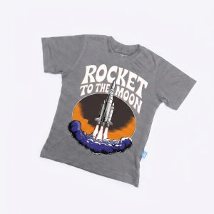 Kaos Roket ke Bulan - warna Abu-abu